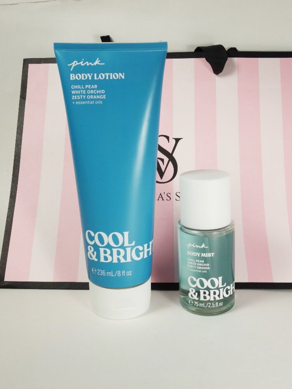 NEW! VS PINK COOL & BRIGHT BODY LOTION Chill Pear White Orchid Zesty Orange